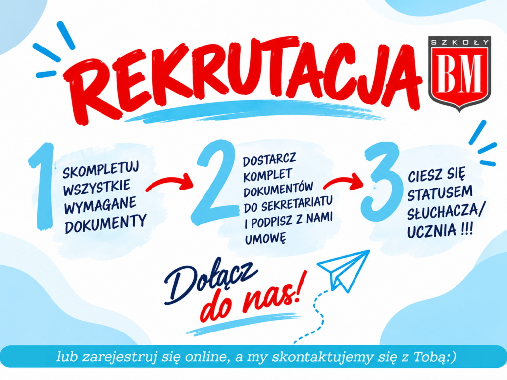 Rekrutacja do Szkół Beaty Mydłowskiej w 3 krokach: skompletuj dokumenty, dostarcz je do sekretariatu i podpisz umowę
